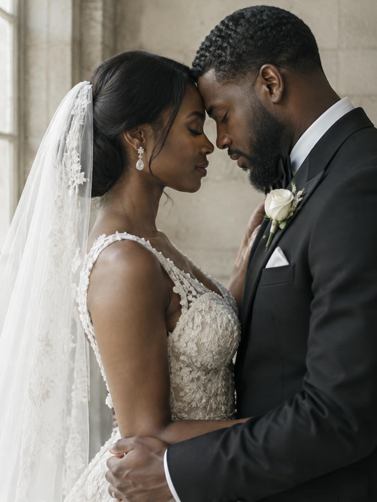 Newlyweds sharing a quiet moment
